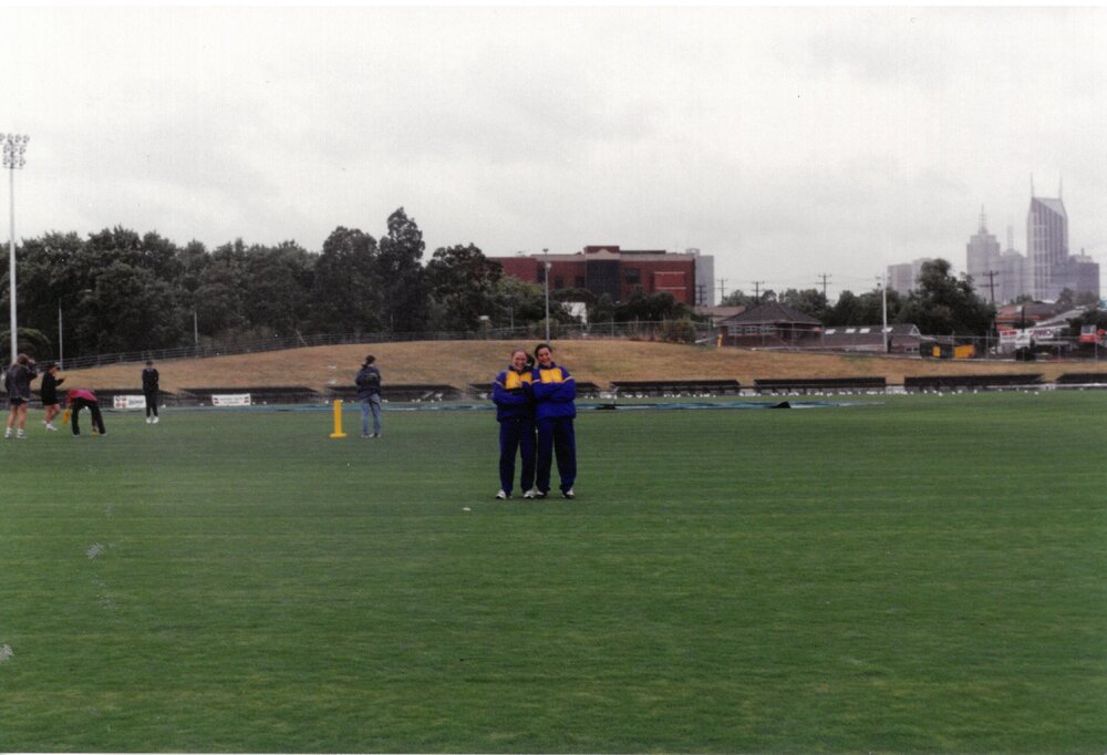 Girls' cricket at Arden Street Oval, circa 1990
