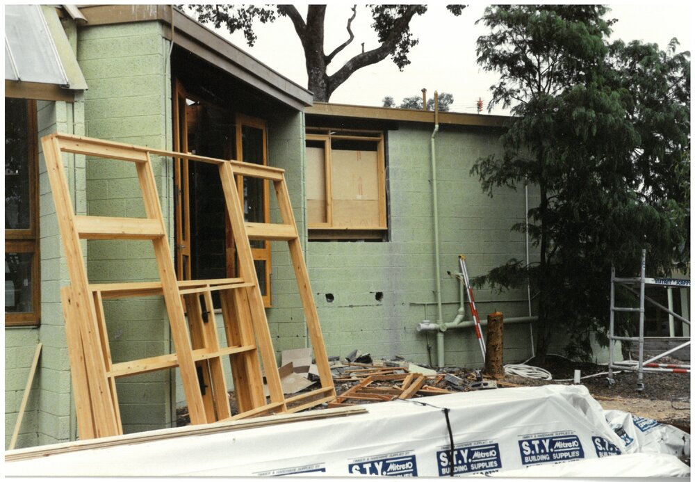 Donvale campus during renovations prior to opening,1988
