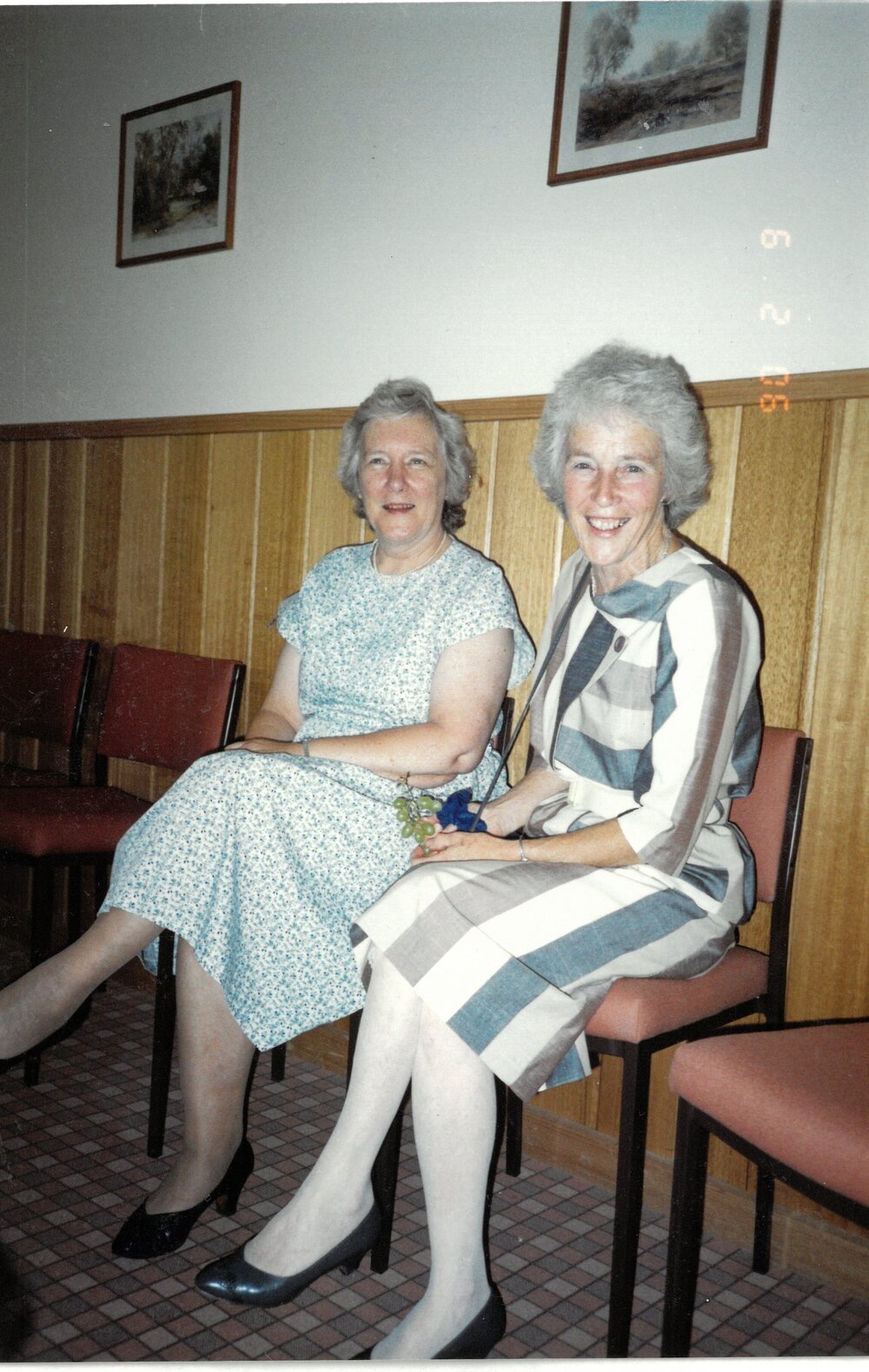 Edith Lyall and Jean Shinkfield at the inauguration of the Donvale Houses, 1990