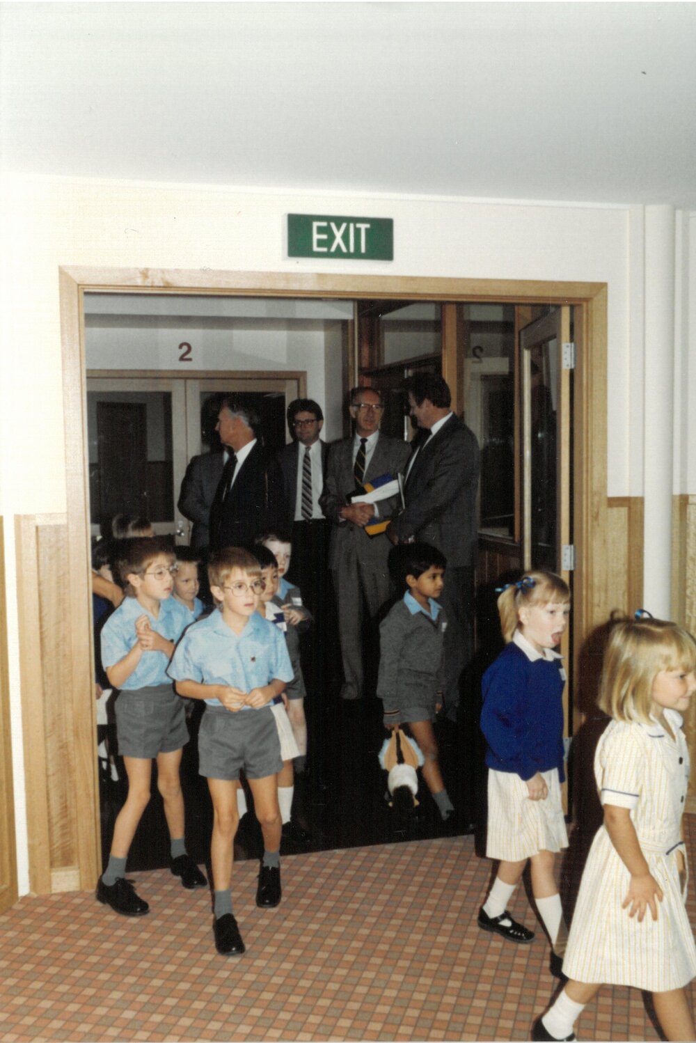Donvale students on the first day, 1989