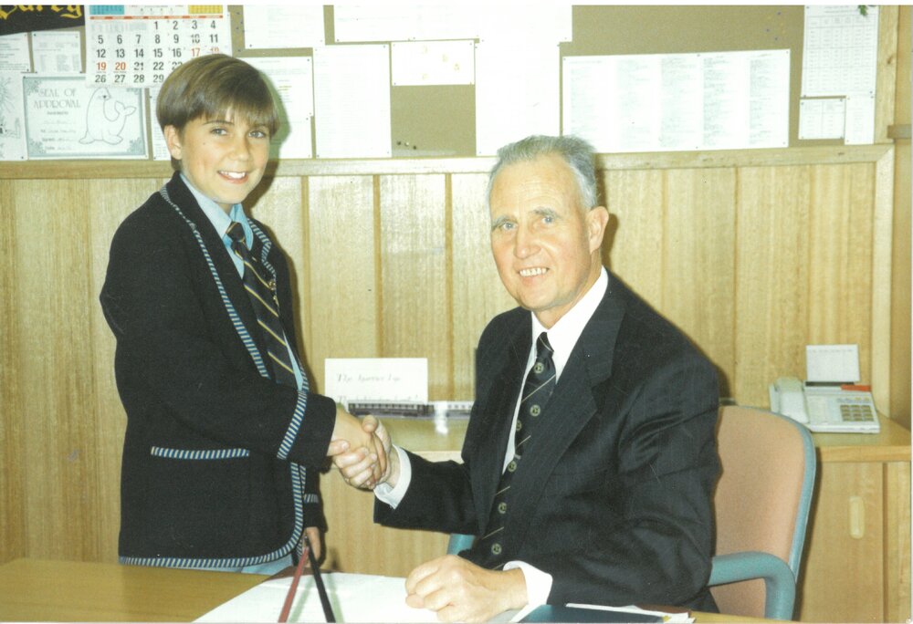 Don Brown with the 1992 Donvale School Captain, 1991