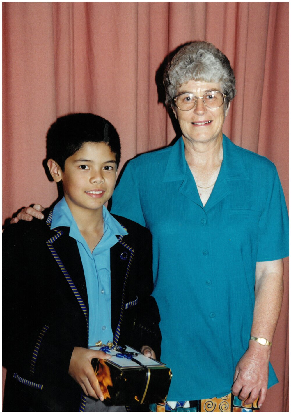 Mrs Sandra Brown with the recipient of the D. R. Brown Award, 1999