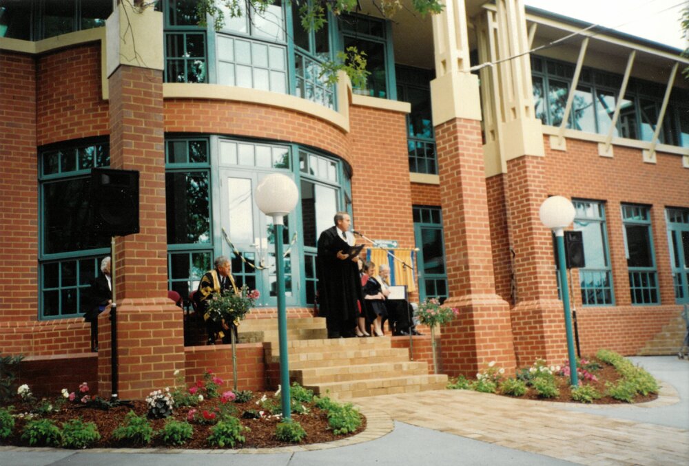 Jeffrey Thomas at opening of S. L. Hickman Building, 1994
