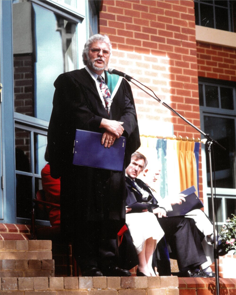 Rev. John Simpson at opening of S. L. Hickman Building, 1994