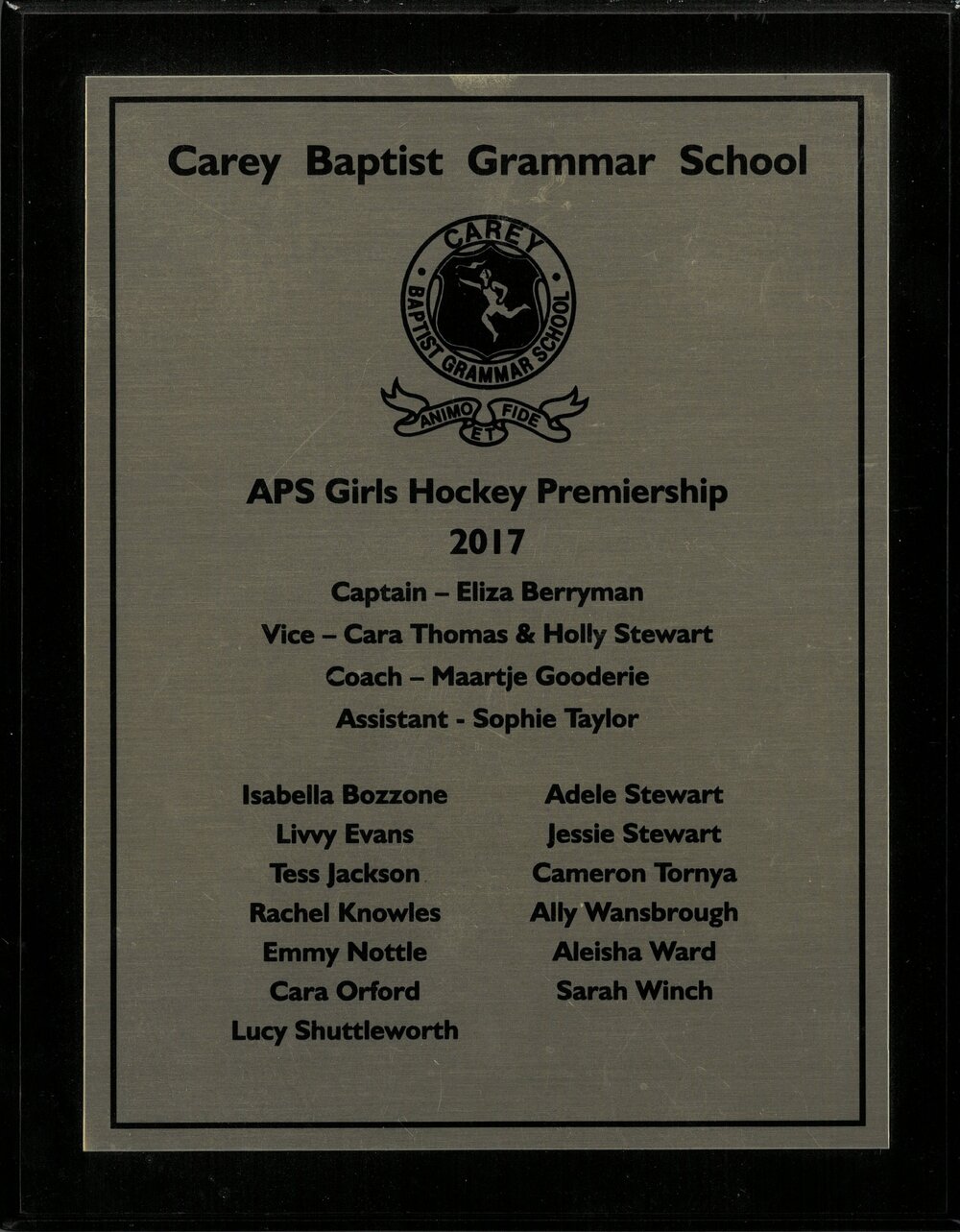 APS Girls Hockey Premiership Team, 2017