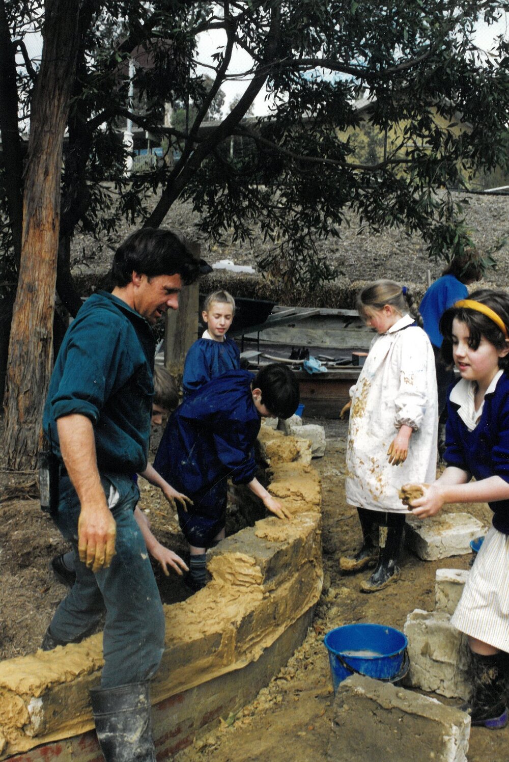 Creating mud brick castle, 1996