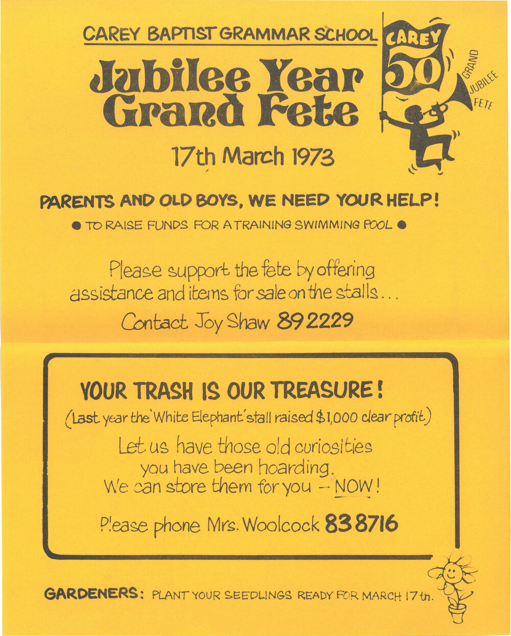 Jubilee Year Grand Fete flyer, 1973