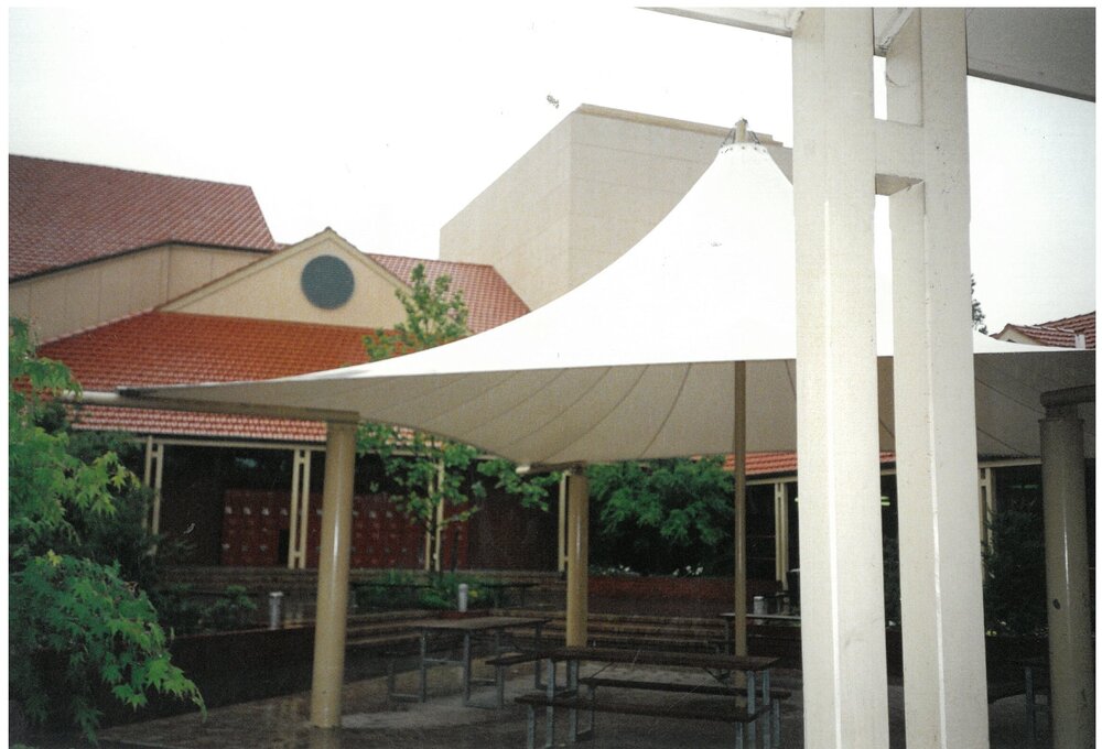 Memorial Great Hall taken from the Middle School Winter Garden, 1997