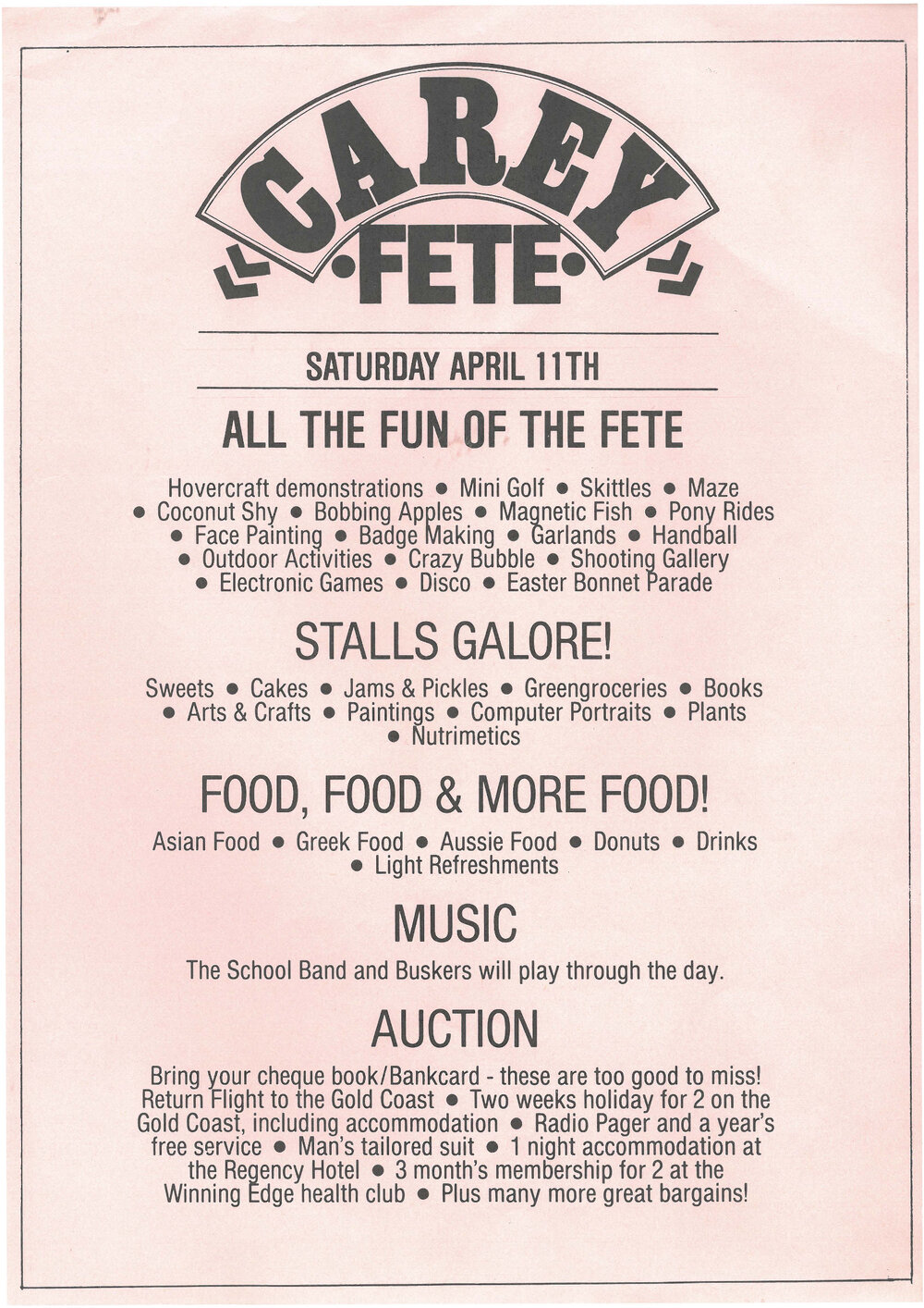 Carey Fete flyer, 1987