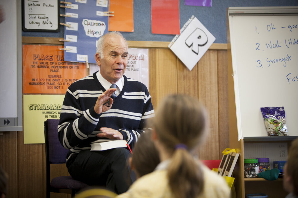 Reverend Gerry Riviere at Donvale campus, 2014