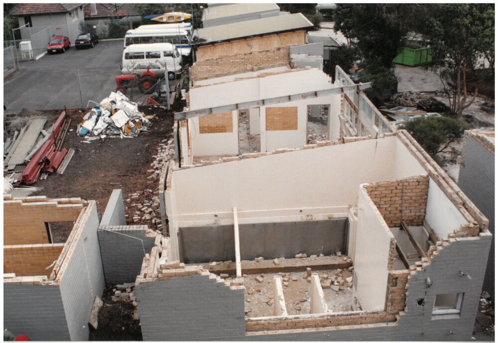 Demolition of the Preparatory School classroom block, 1993