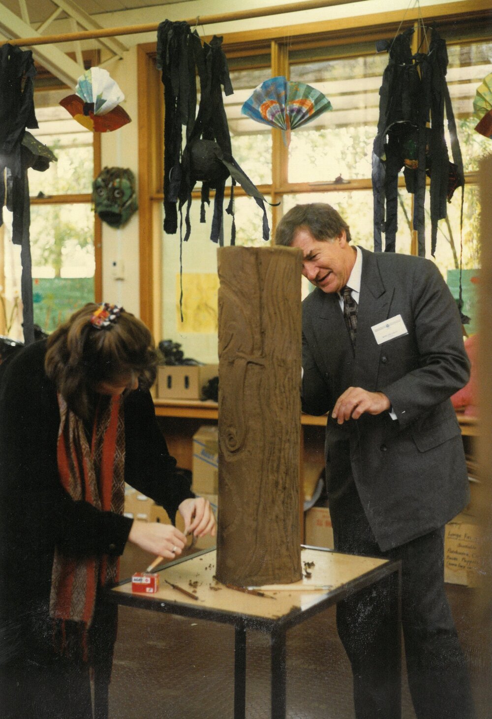 Staff carving totems for the Donvale amphitheatre project, 1999