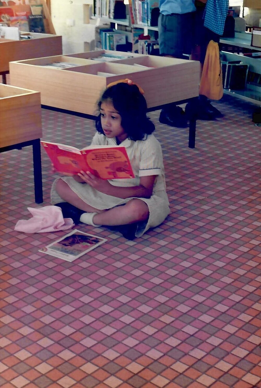 Student reading in the Donvale campus library, 1991