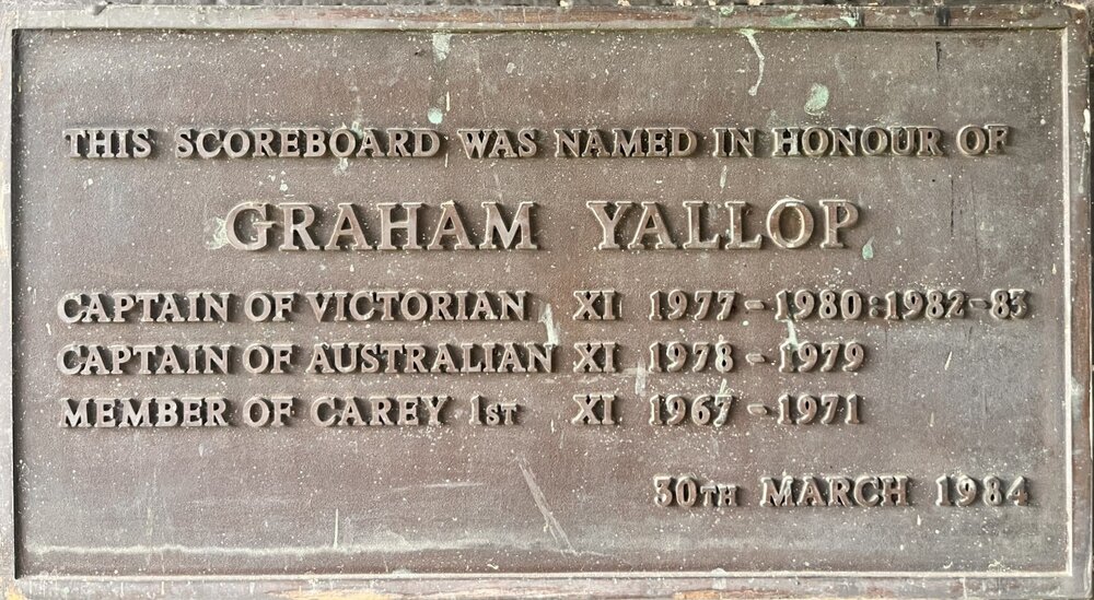 Graham Yallop scoreboard plaque, 1984
