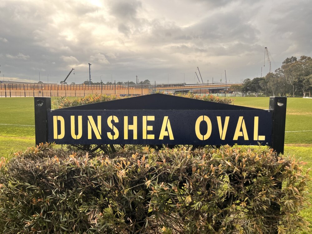 Dunshea Oval sign, 2026