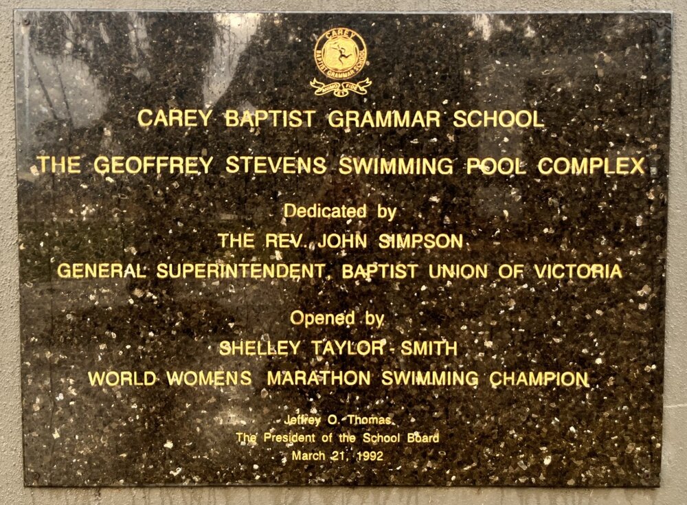 The Geoffrey Stevens Swimming Pool Complex plaque, 2026