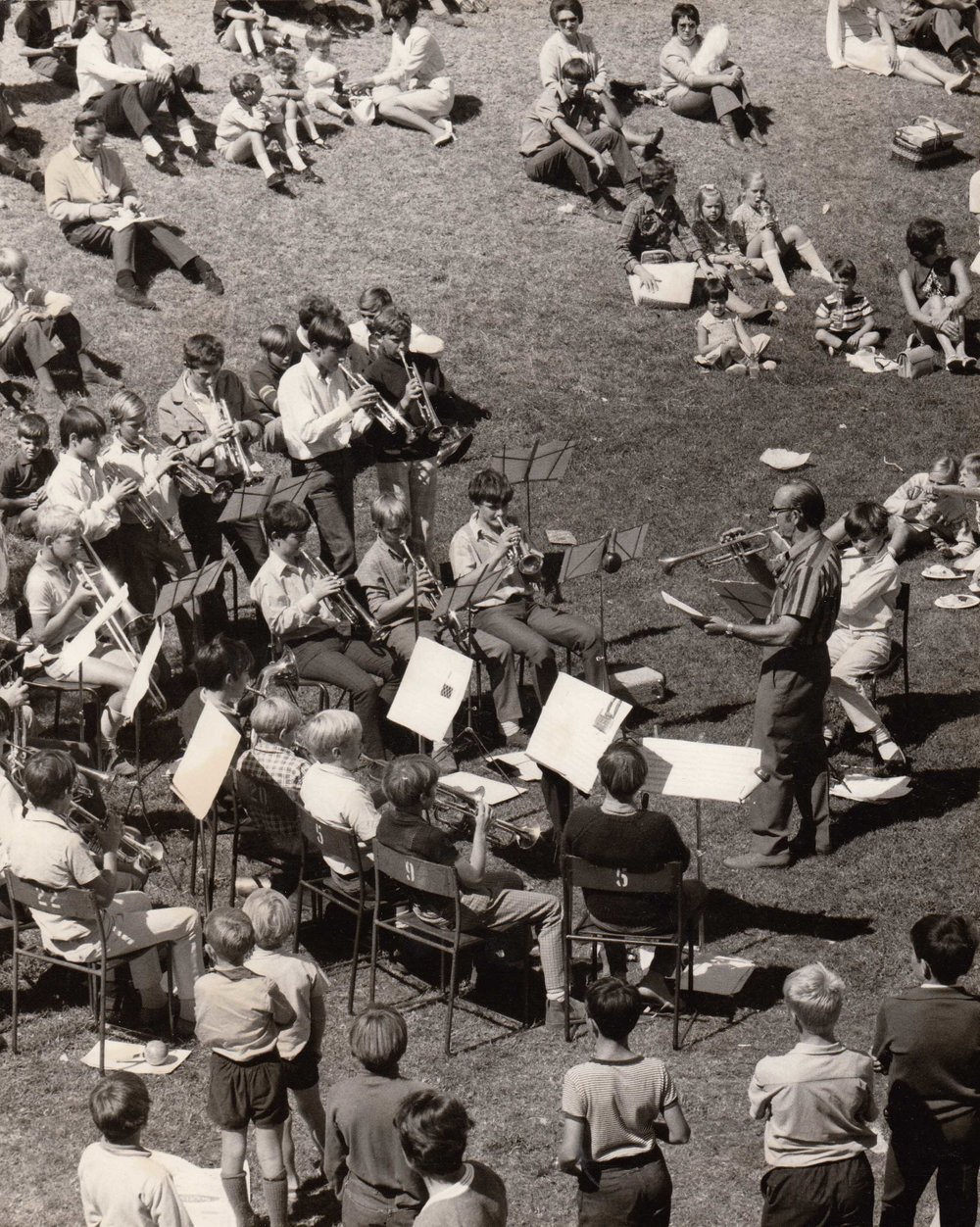 George Dobson conducting the Carey band, 1970