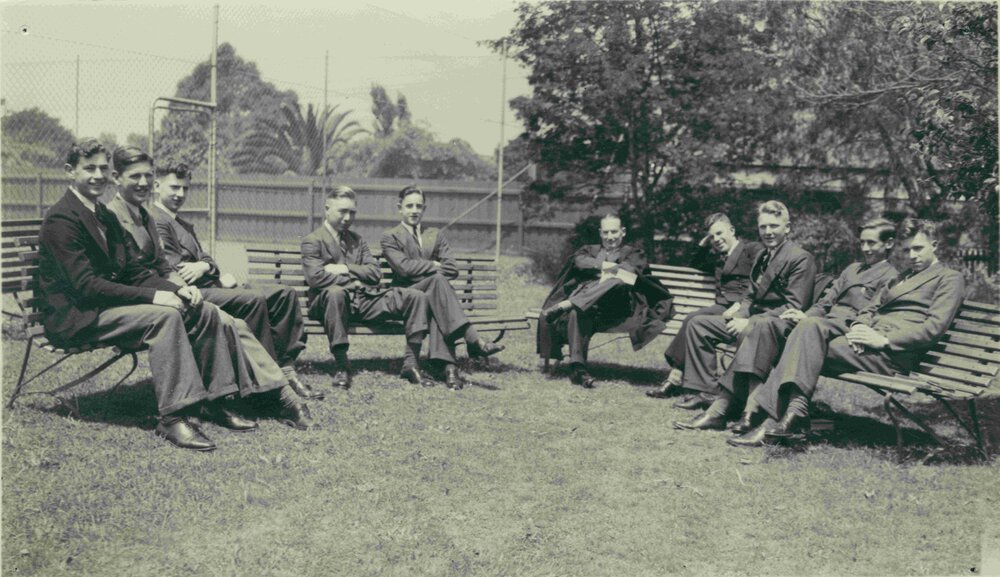 Headmaster V. F. O. Francis with senior boys, 1947