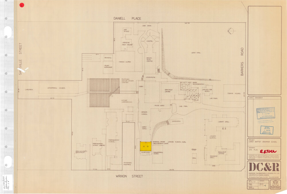 Plan of the school, 1982