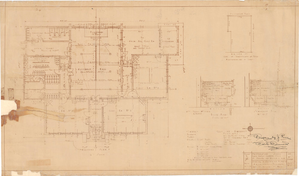 Internal plans for the Preparatory School, 1924