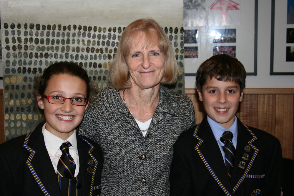 Sue Ramsey with Junior School captains, 2008