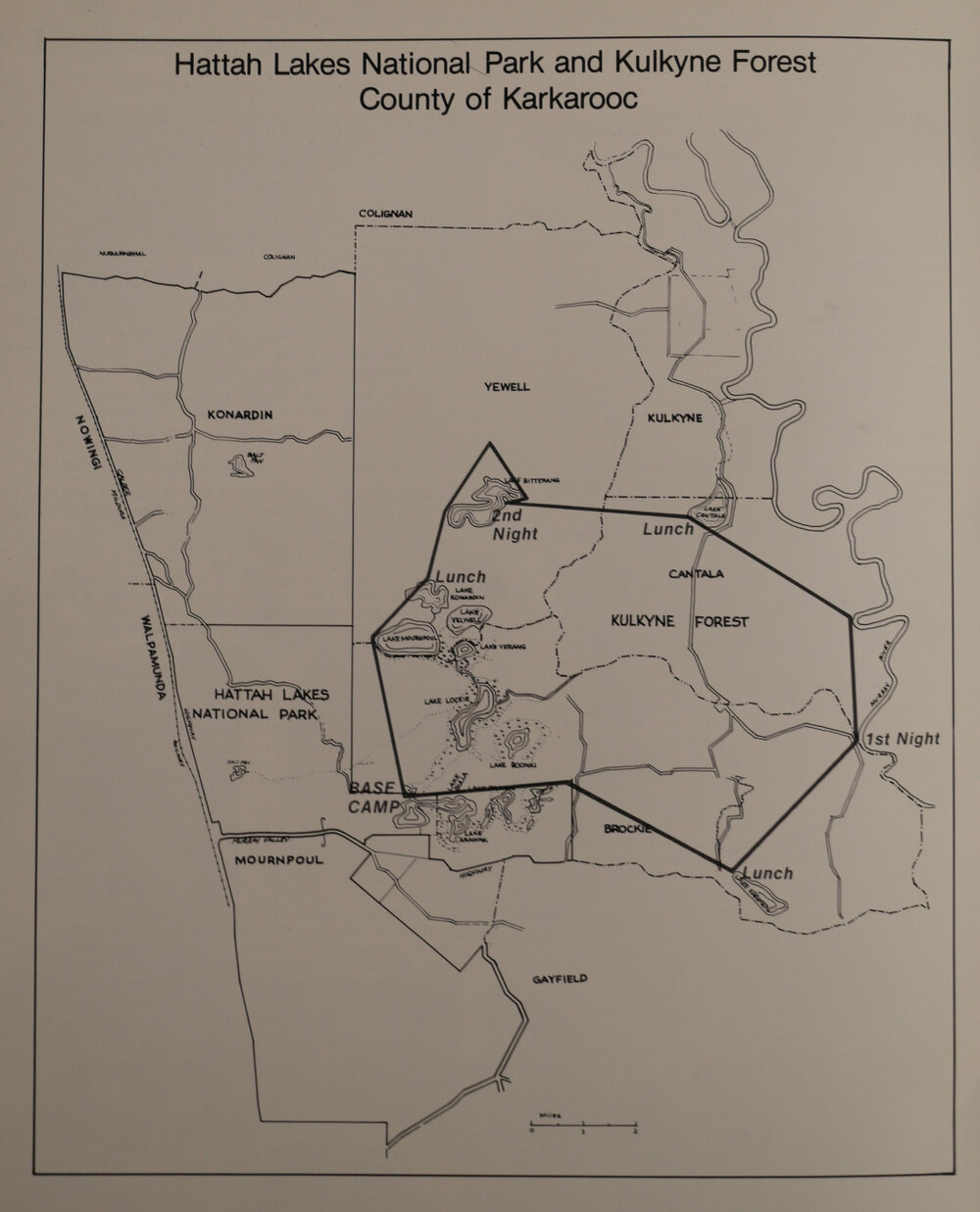 Map of campsites used at Hattah-Kulkyne National Park, 1977