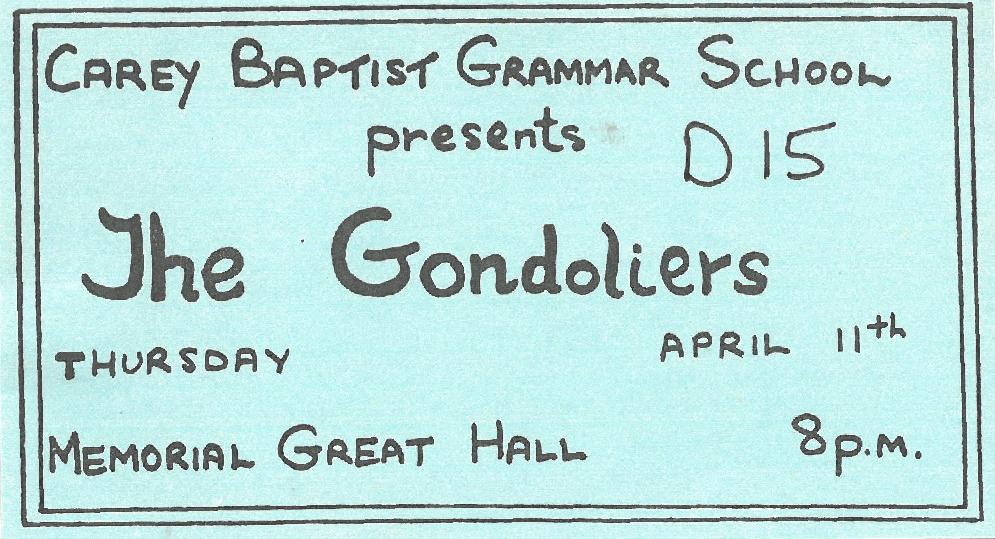 The Gondoliers seat ticket, 1985