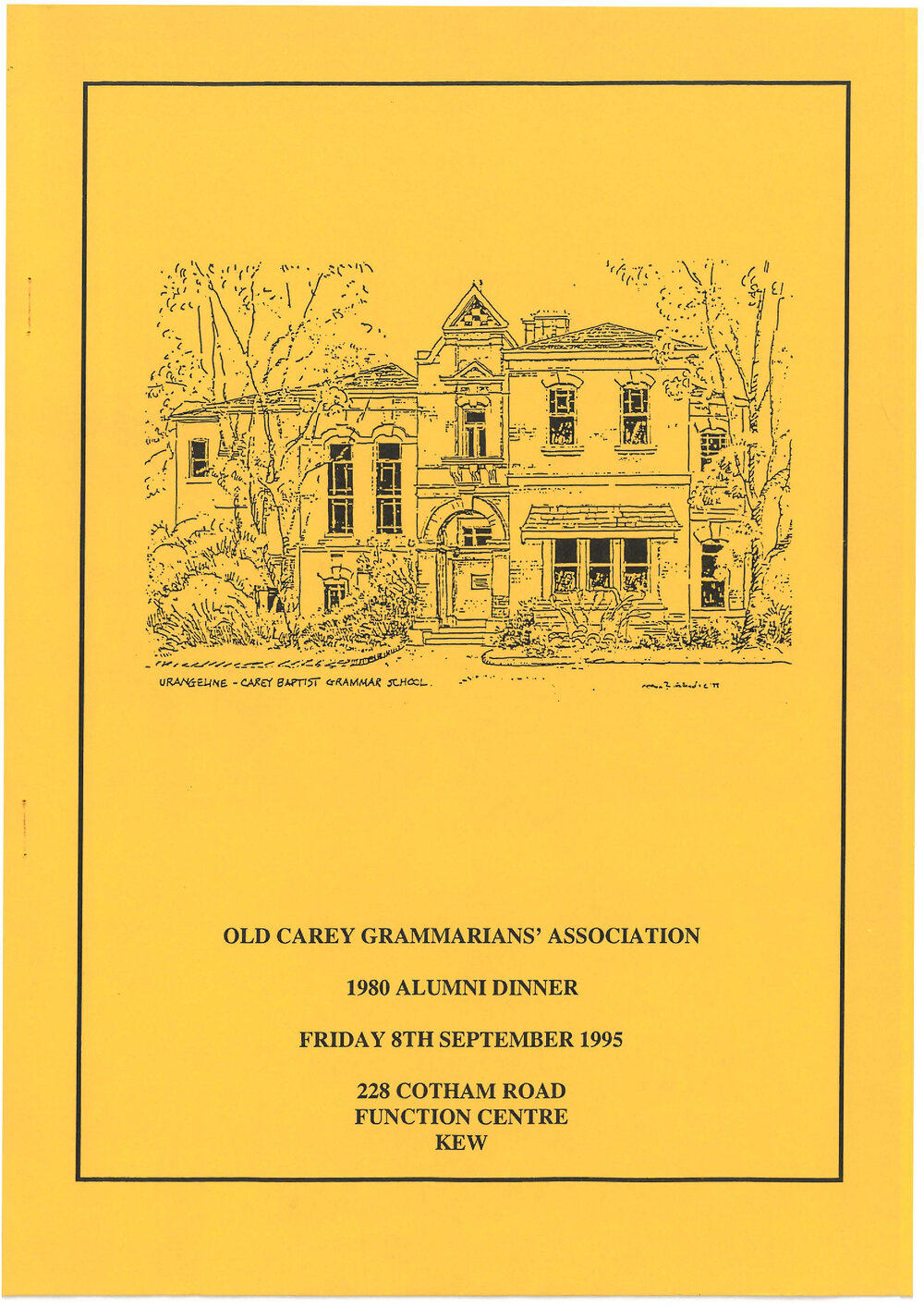 OCGA 1980 Reunion Alumni Dinner programme, 1995