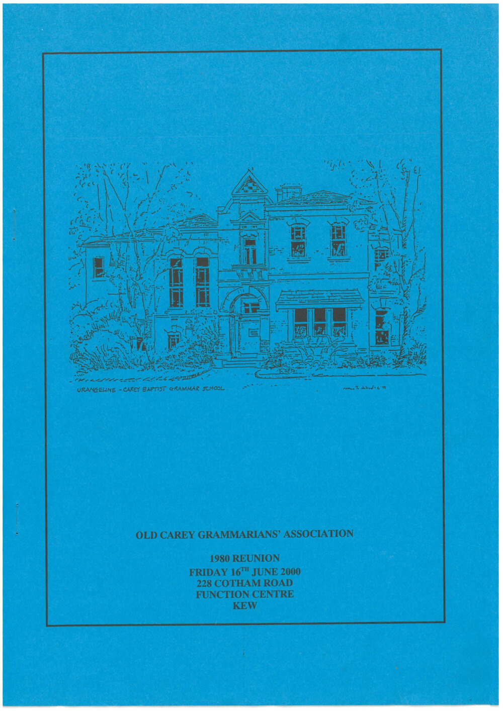 OCGA 1980 Reunion Alumni Dinner programme, 2000