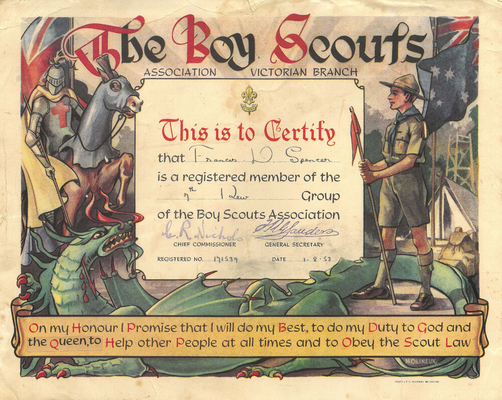 Boy Scouts registration certificate, 1953