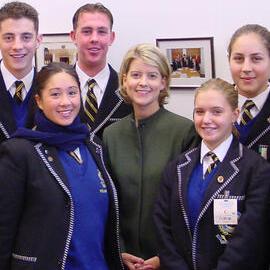 Natasha Stott Despoja with Year 12 politics students, 2001