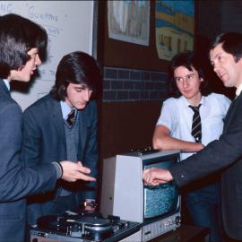 Senior students with teacher with Mr Brian Keyte, 1974