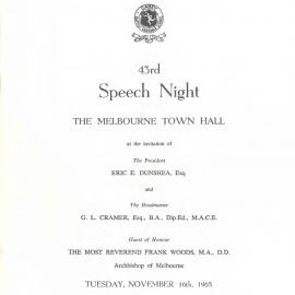43rd Speech Night Programme, 1965