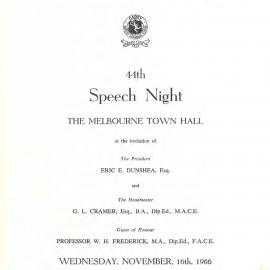 44th Speech Night Programme, 1966