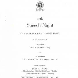 46th Speech Night Programme, 1968