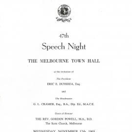 47th Speech Night Programme, 1969