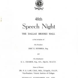 48th Speech Night Programme, 1970