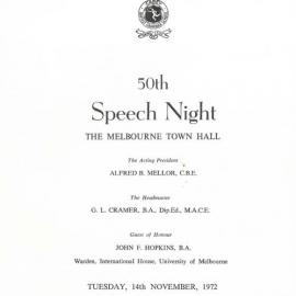 50th Speech Night Programme, 1972