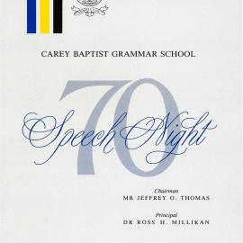 70th Speech Night Programme, 1992