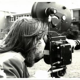 Tim Smart filming on Sandell oval, 1972