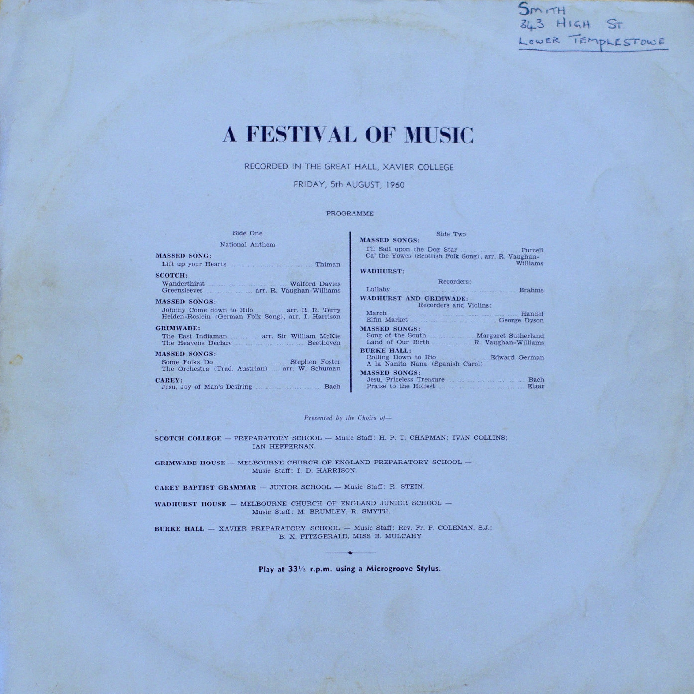 A festival of music, 1960