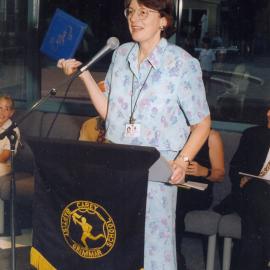 Jan Sparkes at the opening of the S. L. Hickman building, 1994