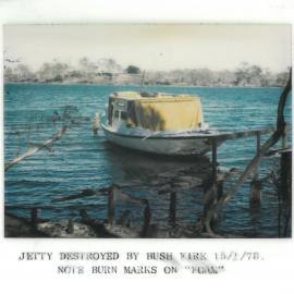 Camp Toonallook jetty destroyed by bushfire, 1978
