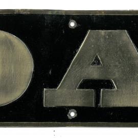 'Foam' metal nameplate, 1930s