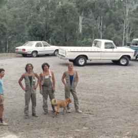 Installing the outdoor cross at Donvale, 1989