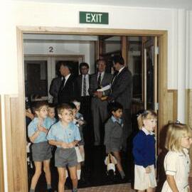 Donvale students on the first day, 1989
