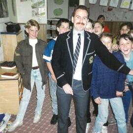 Adrian Cresswell wearing Carey uniform, 1990s