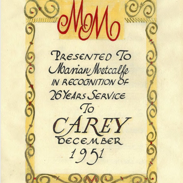Presentation Album to Marian Metcalfe, 1951