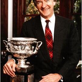 Dr Ross Millikan with the Fairbairn Challenge Cup, 1995