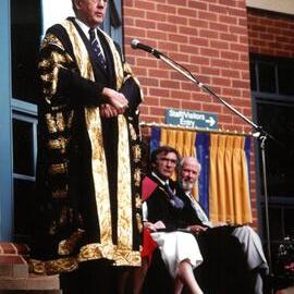 Official opening of the S. L. Hickman Building by the Hon. Sir Edward Woodward OBE QC, Chancellor of the University of Melbourne, 1994